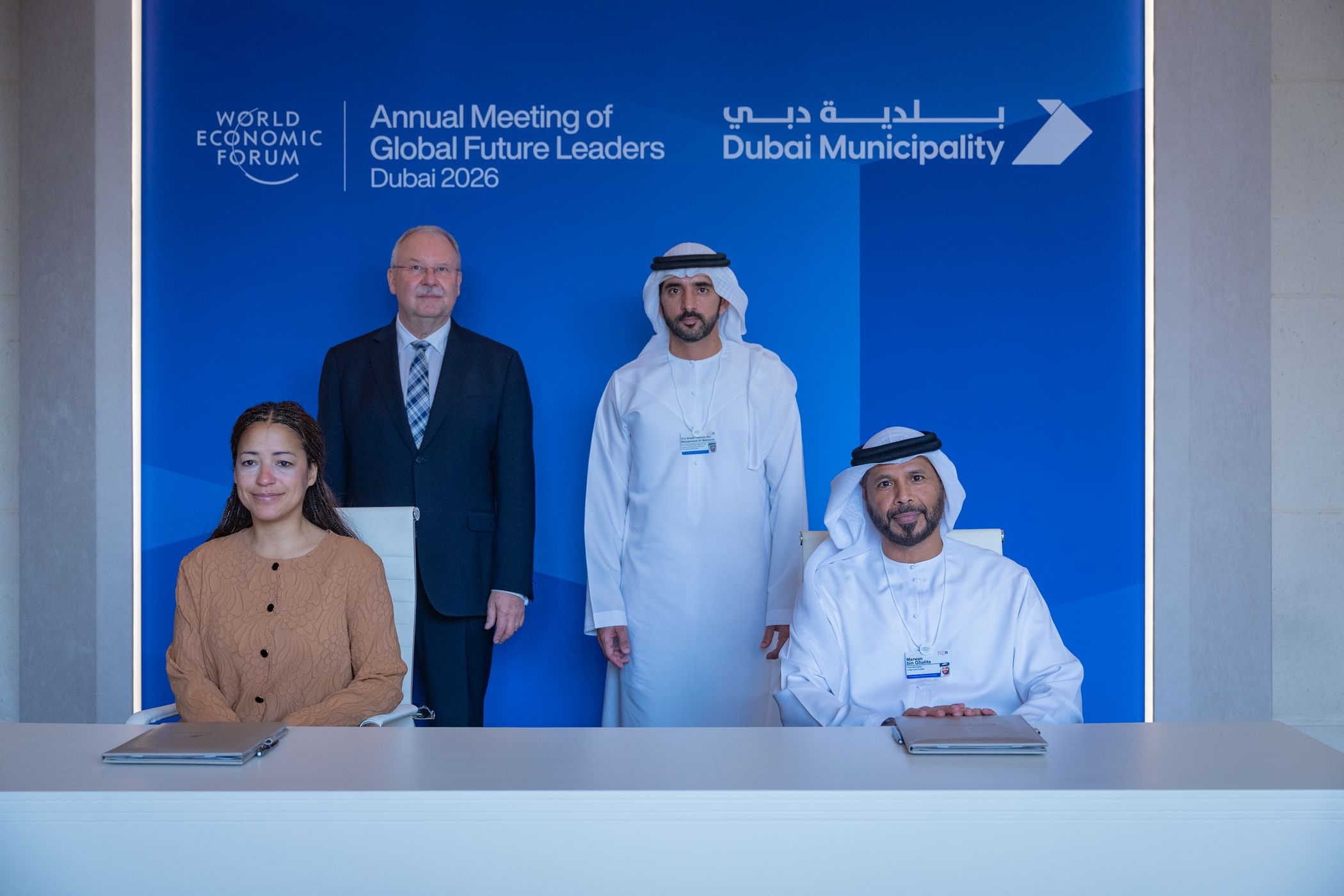 Sheikh Hamdan bin Mohammed Al Maktoum at the signing of the Agentic AI Award memorandum of understanding in Dubai.