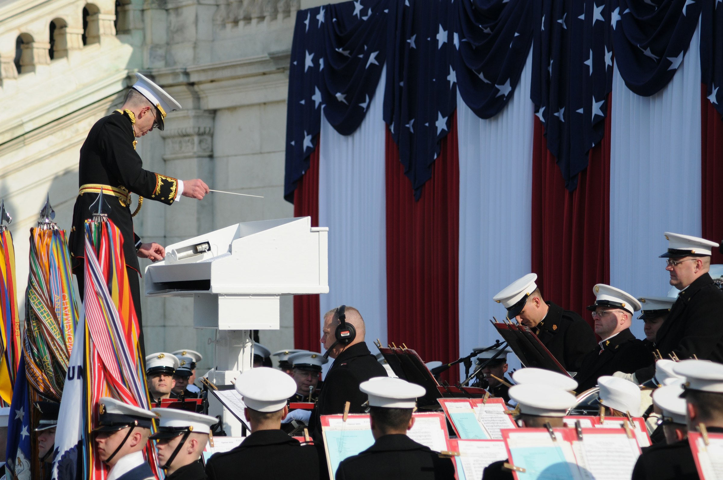 The United States Marine Band, “The President’s Own,” performs at the U.S. Capitol during the presidential inauguration, Washington, D.C., January 20, 2009.