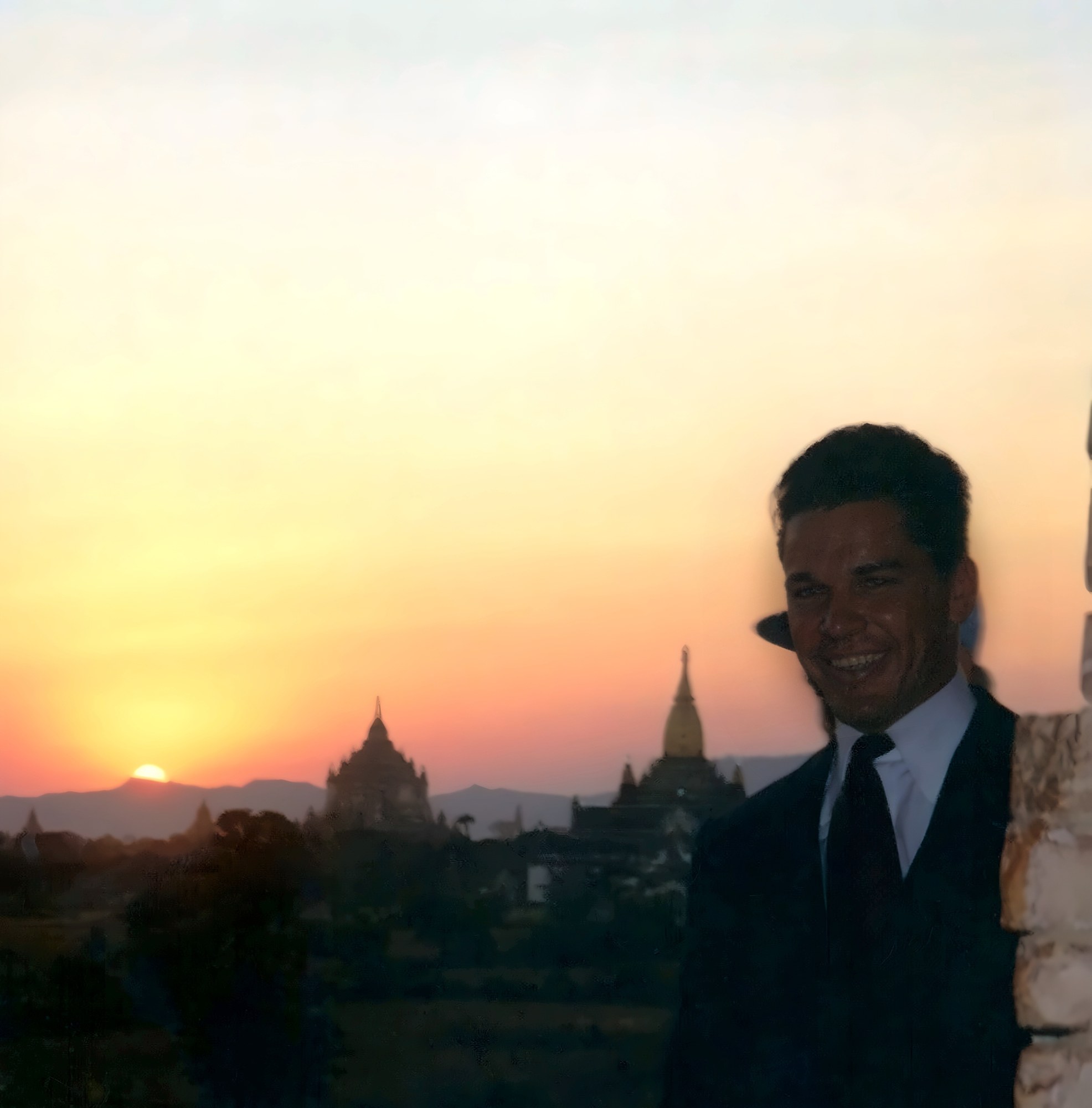 D. Michael De La Force at sunset above the temple plain of Bagan, Myanmar. Photo: LIKE Magazine archive