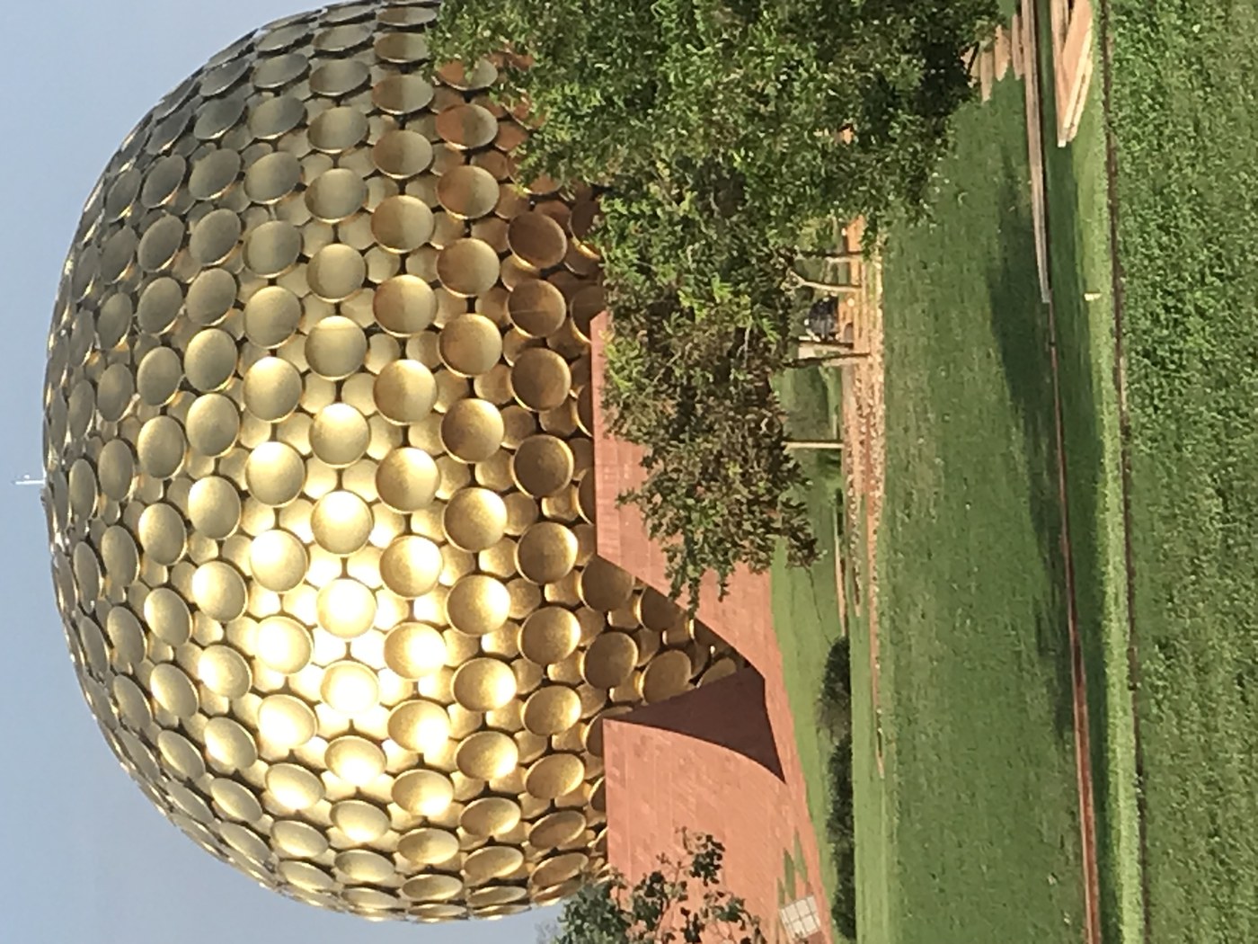 Close view of the golden Matrimandir dome