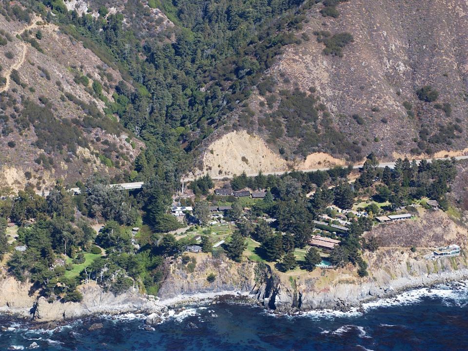 Aerial view of Esalen's clifftop campus