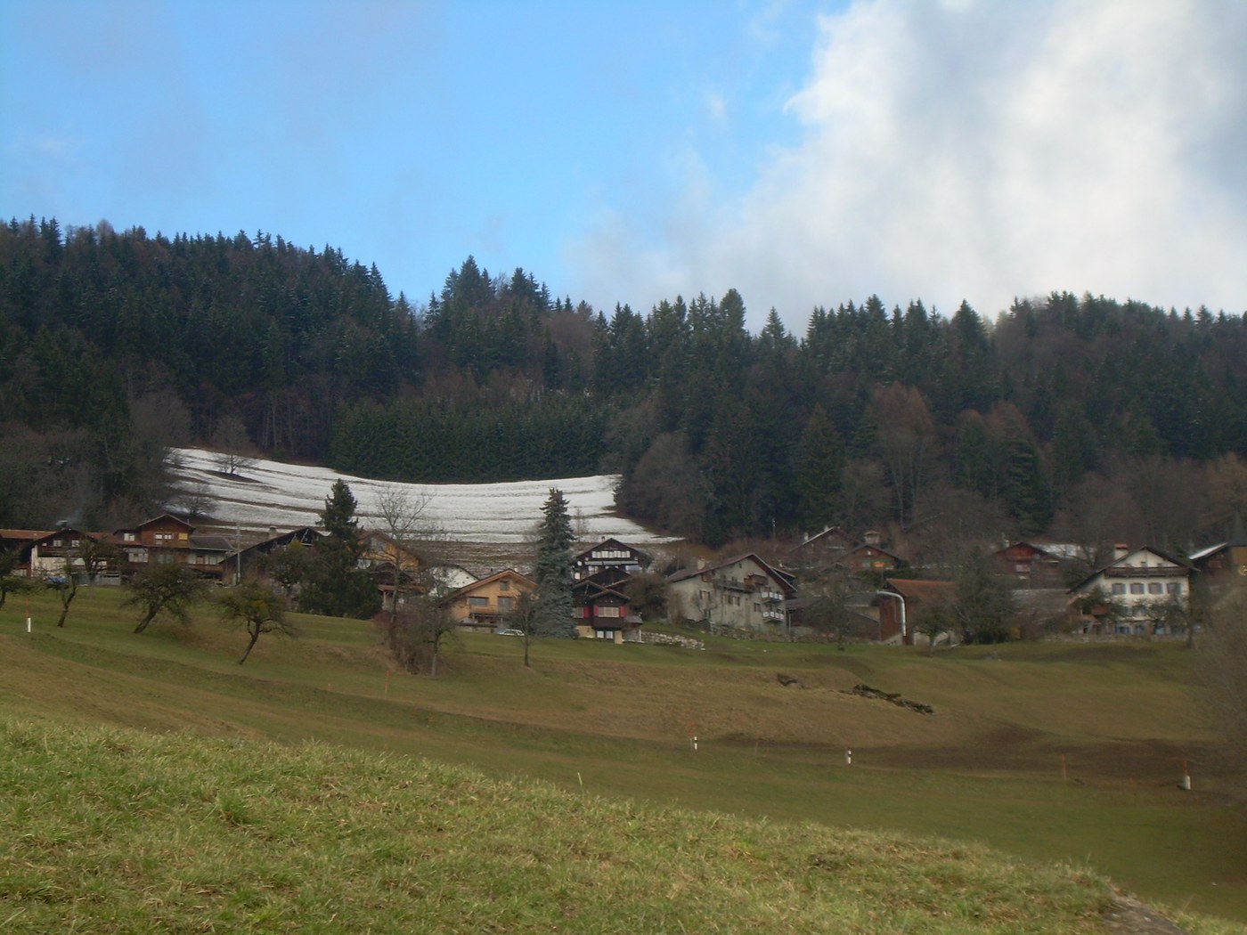 Huémoz village with chalets