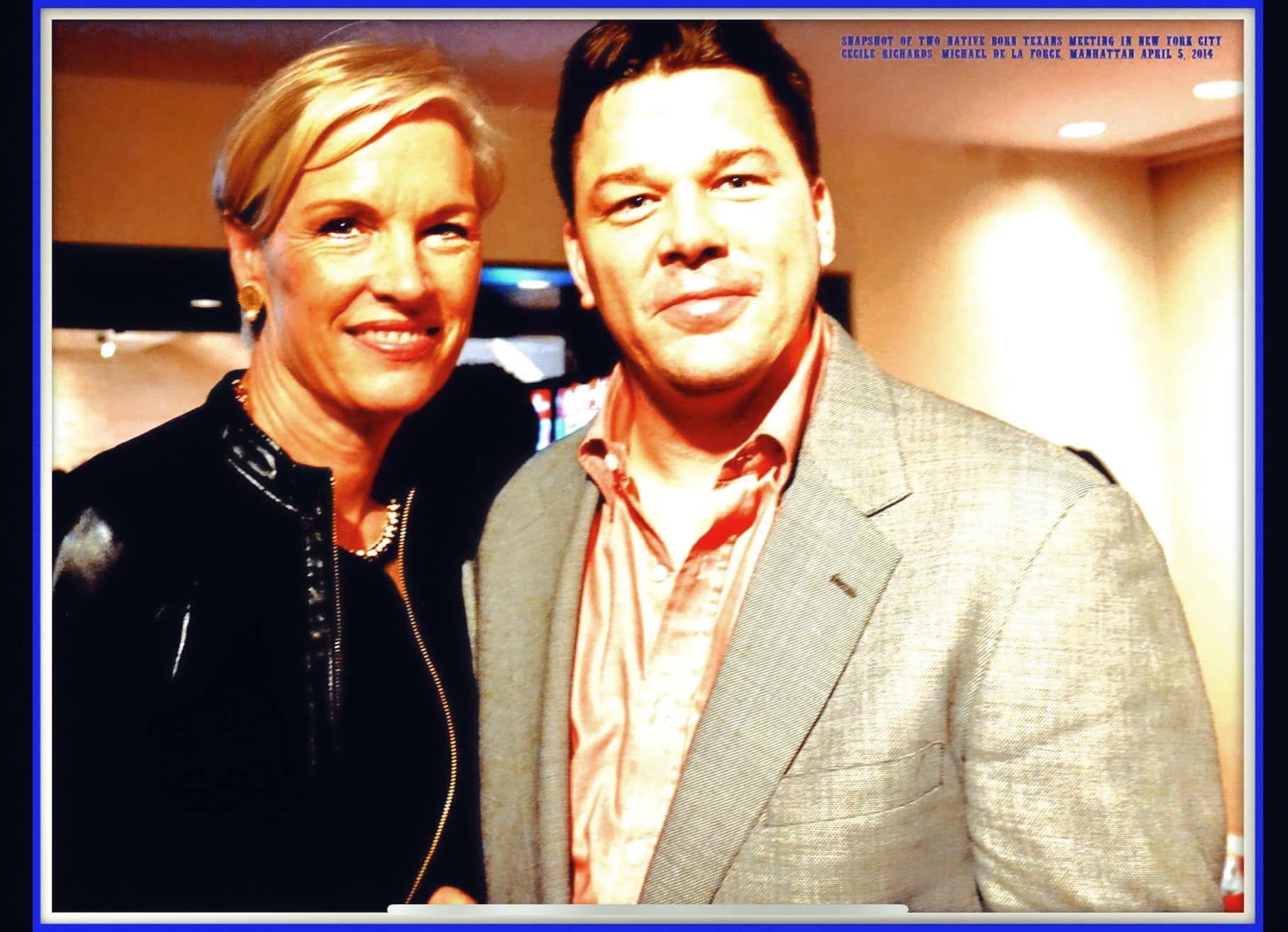 Cecile Richards poses with LIKE Magazine publisher Michael de la Force in Manhattan.