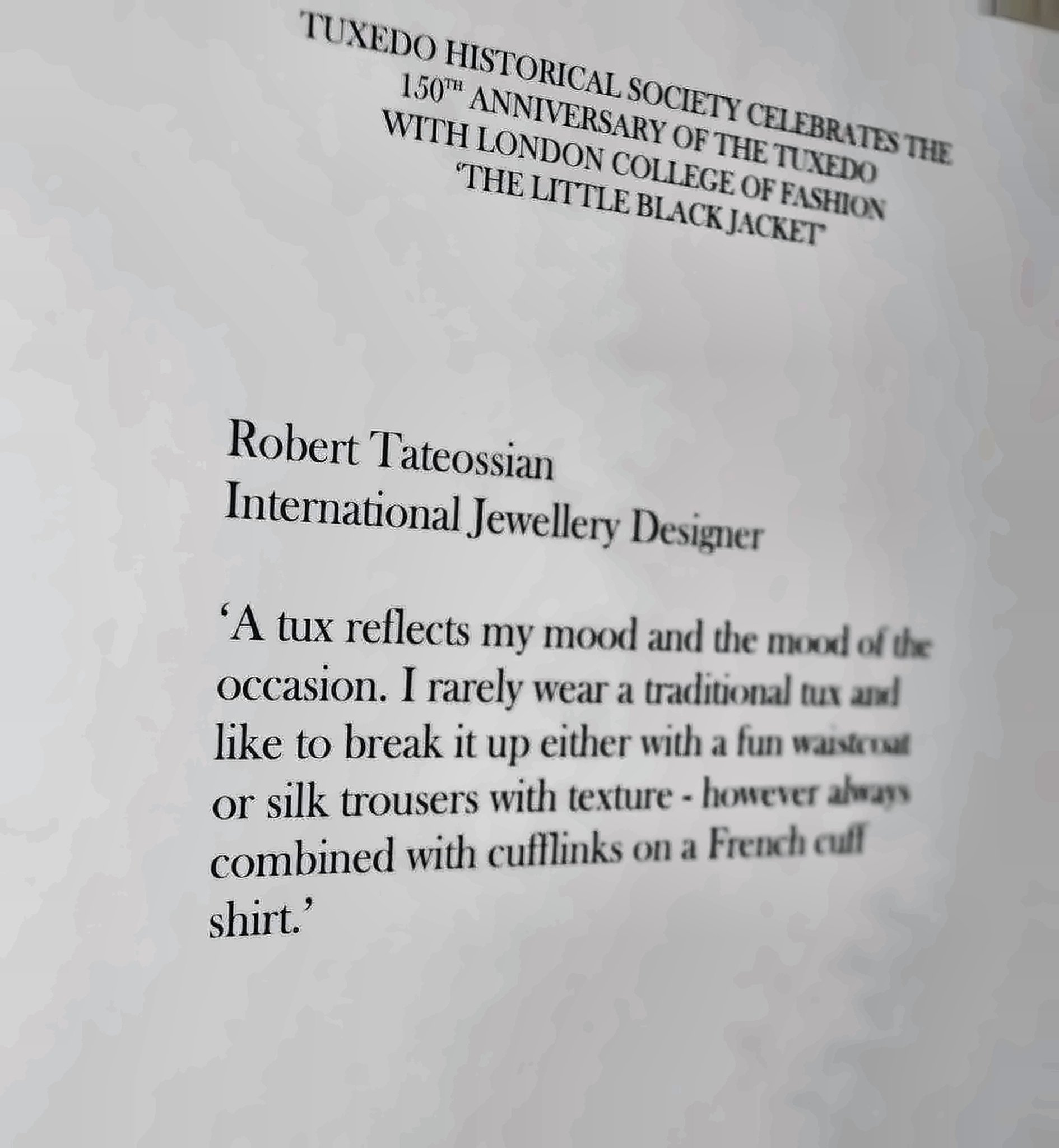 Exhibit card: Robert Tateossian, International Jewellery Designer.